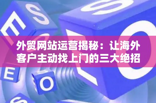 外贸网站运营揭秘:让海外客户主动找上门的三大绝招 外贸网站运营揭秘:让海外客户主动找上门的三大绝招